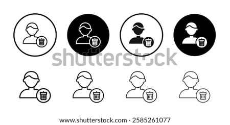 Remove user icon Black line art vector logo set