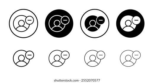 Quitar icono de usuario Vector de contorno en blanco y negro