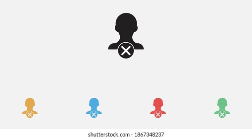 Remove user icon. Delete member icon. Delete user. Filled vector icon. Set of colorful flat design icons