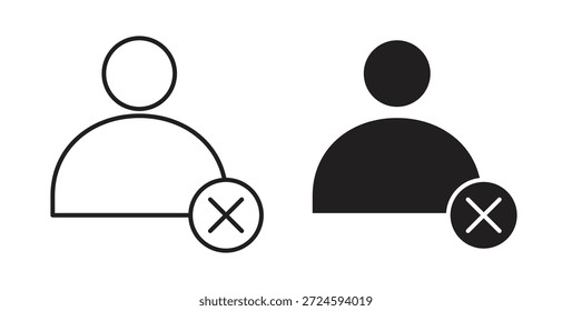 Remove user icon with line and silhouette versions.