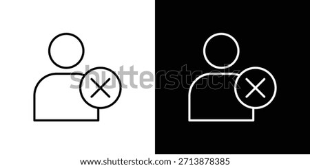 Remove user icon outline pictogram isolated on white. Vector Icon shape.
