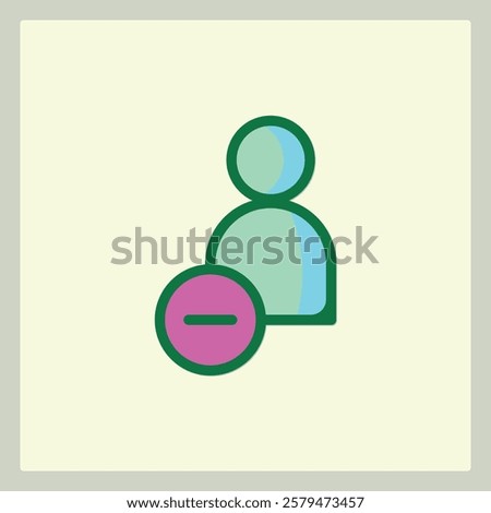 Remove user icon with person graphic and a circle with a minus sign on a light background