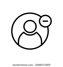 Remove user icon representing profile deletion, social media, and account management, suitable for user management, social platforms, and account customization design projects