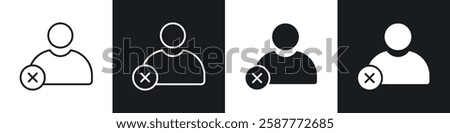 Remove user icon set black and white colors. Graphic Vector icons pack