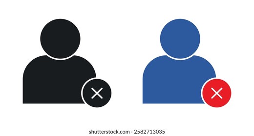 Remove user icons set vectors black and colored style