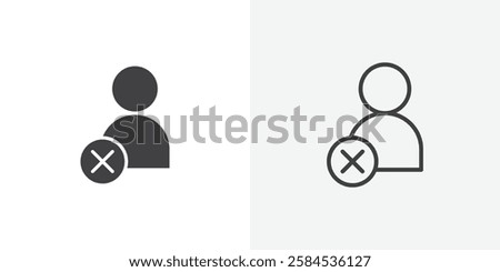 Remove user icons vectors illustrations in black fill and liner versions