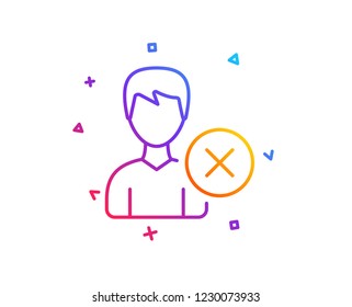 Remove User line icon. Profile Avatar sign. Male Person silhouette symbol. Gradient line button. Remove account icon design. Colorful geometric shapes. Vector
