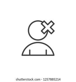 Remove user outline icon. linear style sign for mobile concept and web design. User avatar cancel simple line vector icon. Symbol, logo illustration. Pixel perfect vector graphics