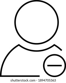 Remove user or person - modern thin line icon with small minus symbol in right bottom corner. Simple black outline vector illustration.