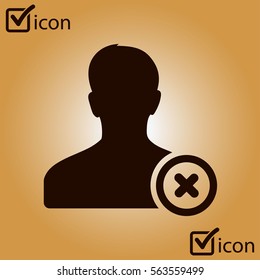 Remove  user sign icon. Remove friend symbol. Flat design style.