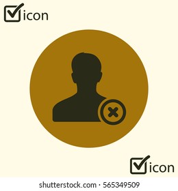 Remove  user sign icon. Remove friend symbol. Flat design style.