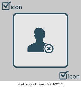 Remove  user sign icon. Remove friend symbol. Flat design style.