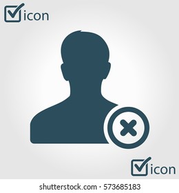 Remove  user sign icon. Remove friend symbol. Flat design style.