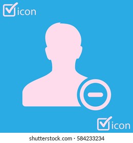 Remove user sign icon. Remove friend symbol. Flat design style.