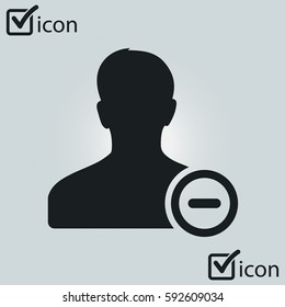 Remove user sign icon. Remove friend symbol. Flat design style.