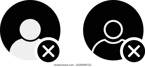 remove user sign. user icon set. delete profile. block user icon
