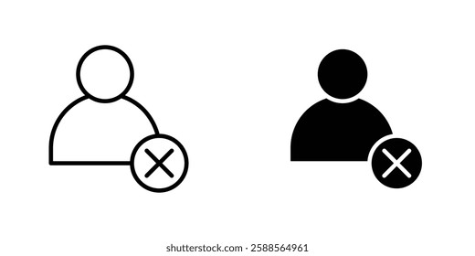 Remove user vectors icons set in filled and strokes on white background