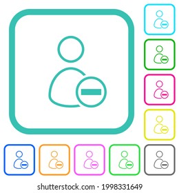 Remove user vivid colored flat icons in curved borders on white background