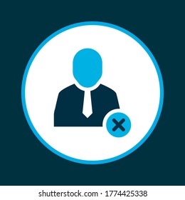 Eliminar símbolo de color del icono de trabajo. Calidad superior aislada eliminar elemento de usuario en estilo de moda.