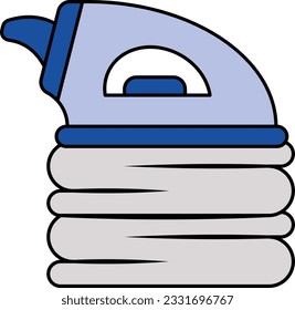 to remove wrinkles and unwanted creases from fabric vector color design, Housekeeping symbol, Office caretaker sign, Professional cleaner equipment illustration, Ironing the stack of textile concept