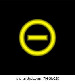 Remove yellow glowing neon ui ux icon. Glowing sign logo vector