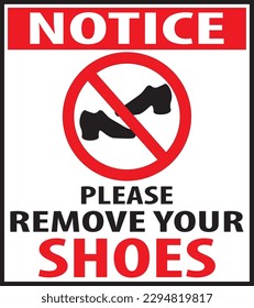 Remove your shoes please sign vector 