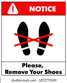 Remove Your Shoes Prohibition Sign Vector Illustration