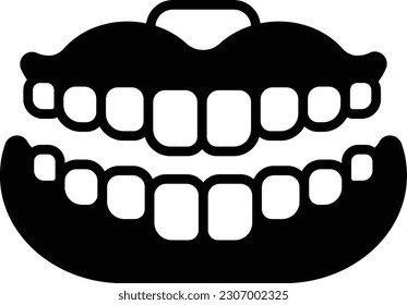 Entfernbares fixes Konzept der Prosthodontie, Zähne, die den Eindruck von Vektorsymbol vermitteln, Symbol der Odontologie, Zeichen der oralen Medizin, Stockillustration von Dentalinstrumenten