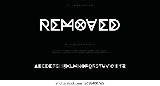 REMOVED abstract minimal modern alphabet fonts. Typography technology vector illustration