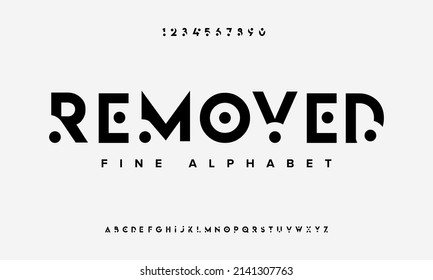 Removed modern simple alphabet. Fine typography for music, sports, urban lettering, logo, branding. Vector illustration