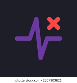 Removed pulse animation flat gradient fill ui icon for dark theme. Delete heartbeat effect from footage. Pixel perfect color pictogram. GUI, UX design on black space. Vector isolated RGB illustration