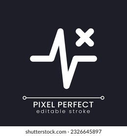 Removed pulse animation pixel perfect white linear ui icon for dark theme. Delete heartbeat effect from footage. Vector line pictogram. Isolated user interface symbol for night mode. Editable stroke