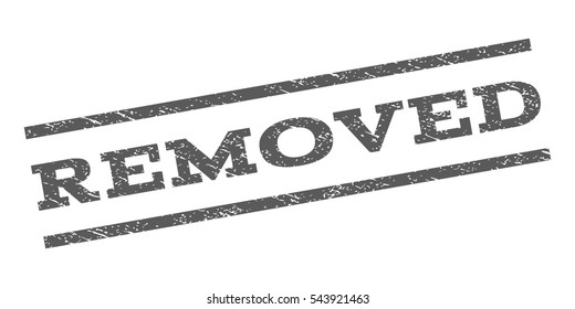 Removed watermark stamp. Text caption between parallel lines with grunge design style. Rubber seal stamp with dust texture. Vector grey color ink imprint on a white background.