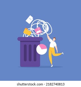 remover or delete junk files and cache. memory saver or storage. free up storage space. a user dumps useless files in the trash. technology. illustration concept design. applications, software, ui