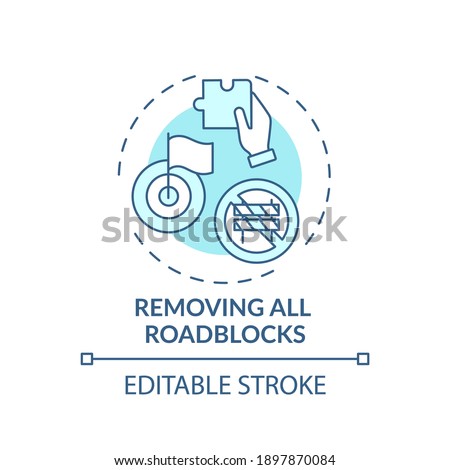 Removing all roadblocks concept icon. Overcoming procrastination tip idea thin line illustration. Achieving full potential. Making plan. Vector isolated outline RGB color drawing. Editable stroke