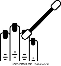 Extracción de la aplicación del concepto polaco Nail frotando alcohol o sanitizador manual diseño de iconos vectores, símbolo de belleza y cuidado personal, signo de dermatología cosmética, ilustración de material estético corporal 