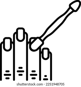 Extracción de la aplicación del concepto polaco Nail frotando alcohol o sanitizador de mano diseño de línea vectorial icono, símbolo de belleza y cuidado personal, signo de dermatología cosmética, ilustración de material estético corporal