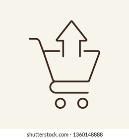 Removing from cart line icon. Button, arrow up, basket, cancel. Shopping concept. Vector illustration can be used for web design, online store, ordering