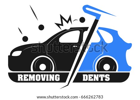 removing dents from cars without painting. the logo of the company.