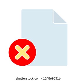 removing document icon - paper and delete sign in circle. Paper design. close symbol