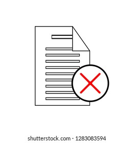 removing document icon - paper and delete sign in circle. Paper design. close symbol eps10