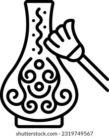 Removing Dust from Ceramic vase with handheld scrub brush concept vector icon design, Housekeeping symbol, Home cleaning sign, Professional cleaners equipment stock illustration