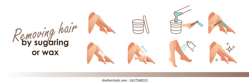 Removing hair by sugaring or wax. Vector illustration for your design