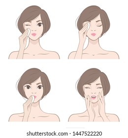 Removing makeup. Steps. Icons. Vector illustration