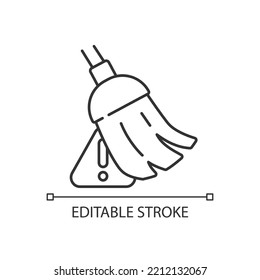 Removing mistakes tool linear icon. Failure analysis. Data cleaning. Check grammar errors. Editing. Thin line illustration. Contour symbol. Vector outline drawing. Editable stroke. Arial font used