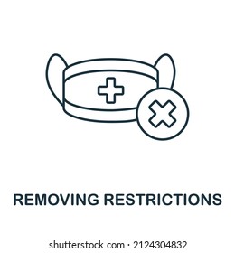 Removing Restrictions icon. Line element from vaccination collection. Linear Removing Restrictions icon sign for web design, infographics and more.
