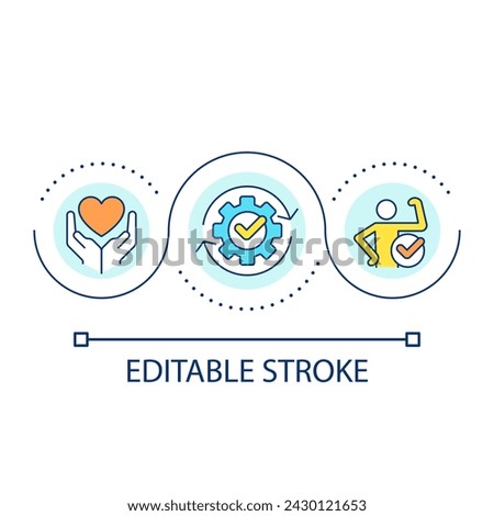 Removing self imposed barriers loop concept icon. Personal growth. Life changing attitude abstract idea thin line illustration. Isolated outline drawing. Editable stroke. Arial font used