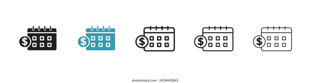 Remuneration Day Vector Icon Set. Payroll schedule date vector symbol for UI design.