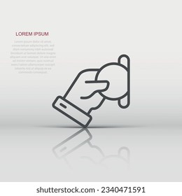 Remuneration icon in flat style. Money in hand vector illustration on white isolated background. Coin  payroll business concept.