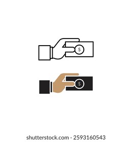 Remuneration Icon, Payment Icon or Current Account Vector Icon, Dollar in a Hand